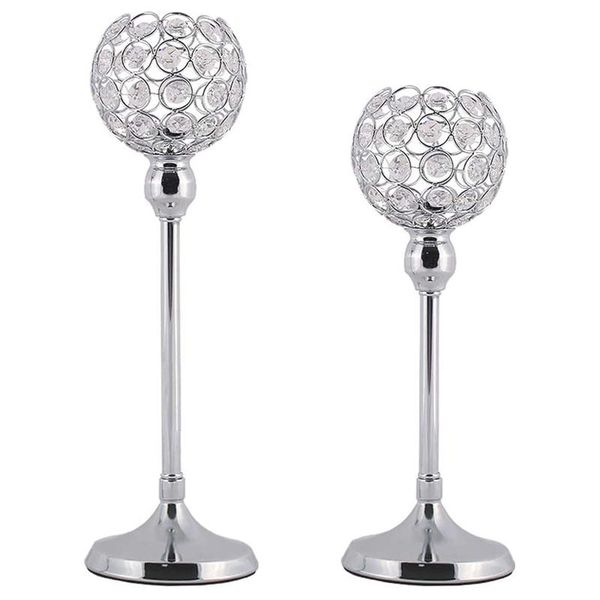 

candle holders set of two pillar with crystal for dinner table, weddings&parties votives,perfect ornaments