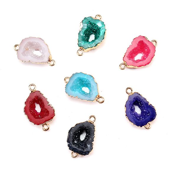 

diy handmade resin accessories double hang imitate natural stone charm for bracelet making, Bronze;silver