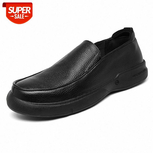 

autumn leather shoes, men's cowhide, middle and business suits, middle-aged soft-soled dad casual #kd5a, Black