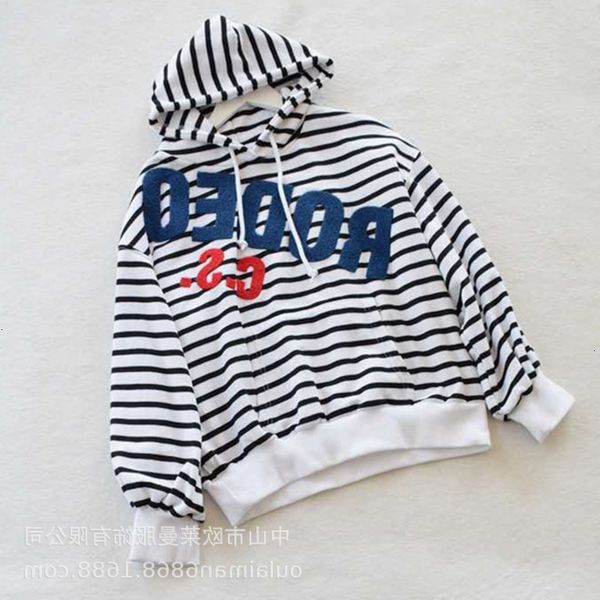 

embroidered sweater towel hooded cover letter stripe women's sweater hoodie, Black