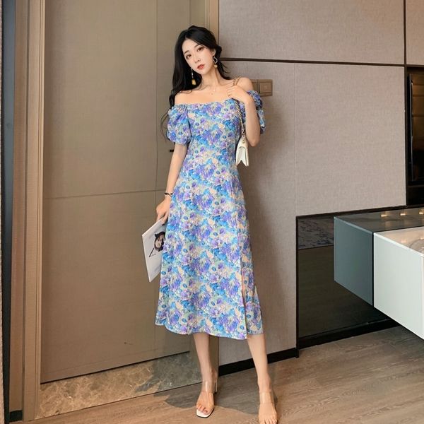 

maxi off shoulder purple floral dress women long dresses, Black;gray