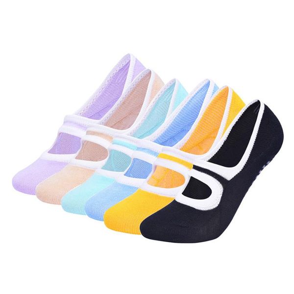 

sports socks non-slip yoga women's plus size dance sling open instep gym indoor floor silicone short, Black