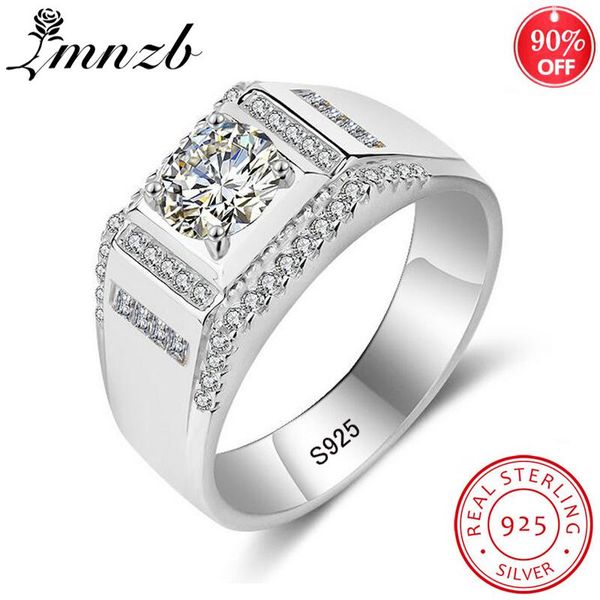 

cluster rings lmnzb 100% 925 solid silver for men wedding jewelry bijoux cz zircon vintage accessories engagement bague bijouterie lm015, Golden;silver