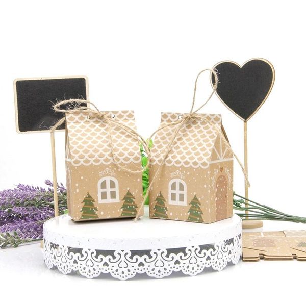 

christmas small house shape gift box kraft paper children candy wrap