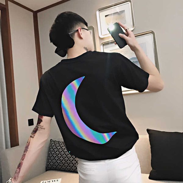 

w05662021 new men's slim summer fashion brand social fashion guy t-shirt half sleeve summer clothes, White;black