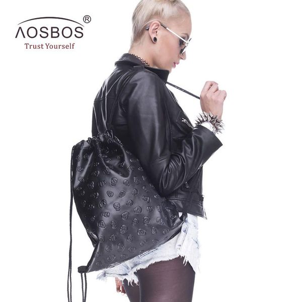 

shopping bags aosbos pu leather drawstring bag for shoes men women sport gym outdoor backpack fitness swimming