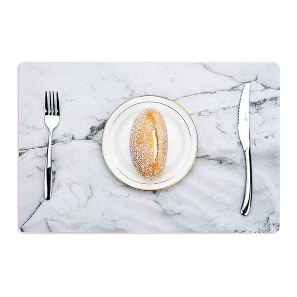 

mats & pads 2pcs square table mat waterproof oil-proof non-slip high temperature heat insulation marble stripe design for dinner