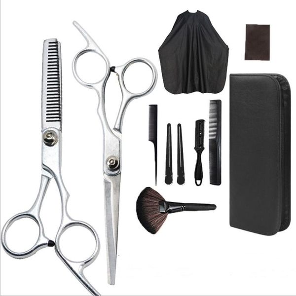 

hair scissors 11 pcs professional cutting set thinning shears razor comb clips cape hairdressing kit barber home