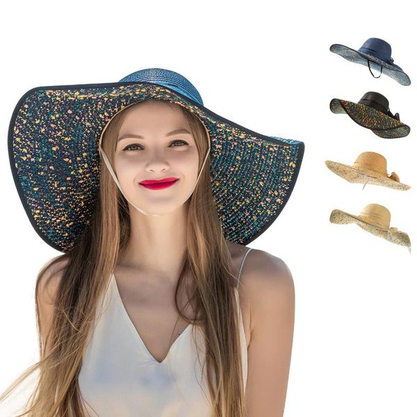 

summer beach sun hat ladies hats, wholesale round-broad-brimmed straw hats caps &, Yellow