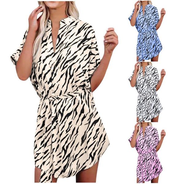 

casual dresses woman's vintage clothing striped leopard printing rrregular v-neck laceing womens dress vestidos de mujer, Black;gray