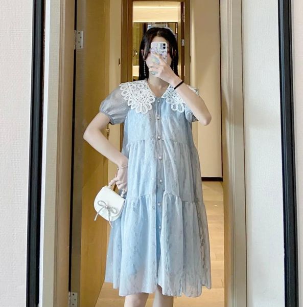 

maternity dresses 91929# clothes nursing turn down collar dress loose stylish pregnant women pregnancy breastfeeding, White