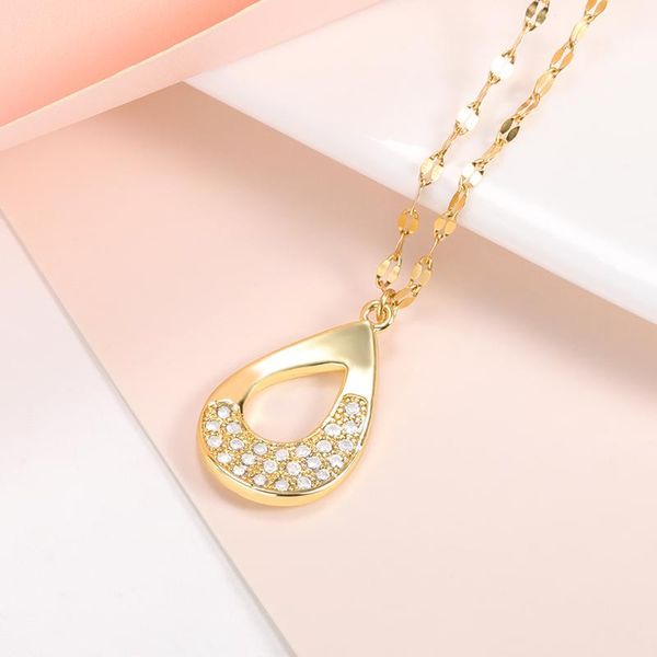 

pendant necklaces cute drop shape zircon necklace simple clavicle for women fashion jewelry wedding gift bff, Silver