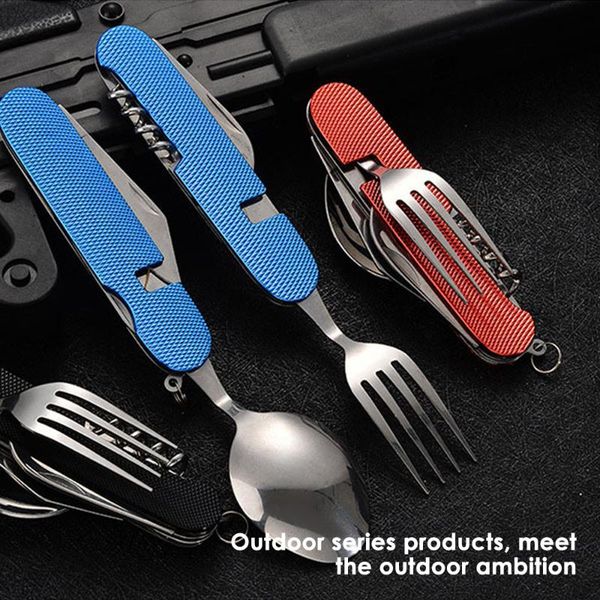 

forks portable multi tool cutlery multitool flatware utensil bottle can opener fold spork fork tableware picnic camp spoon knife