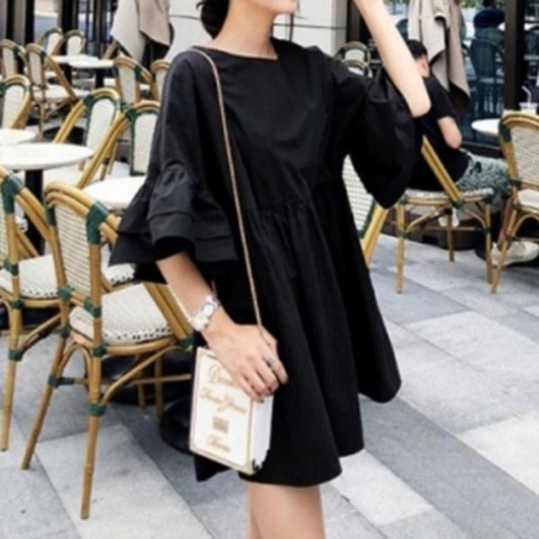 

women's blouses & shirts korean black women ruffle long blouse oversize janpan style loose high waist female kawaii cute r2sv, White