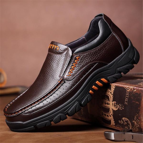 

dress shoes 2021 ly men's genuine leather size 38-46 head soft anti-slip driving man spring business, Black