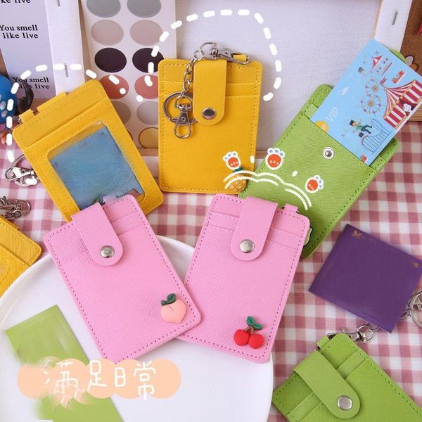 

card holders 1pc pu leather id holder candy color bank case multi-slot slim wallet ladies men's business hold, Brown;gray