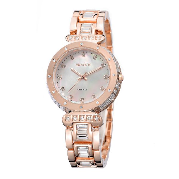 

watch high grade diamond inlaid lady shell face fashion trend personality large dial quartz, Slivery;brown