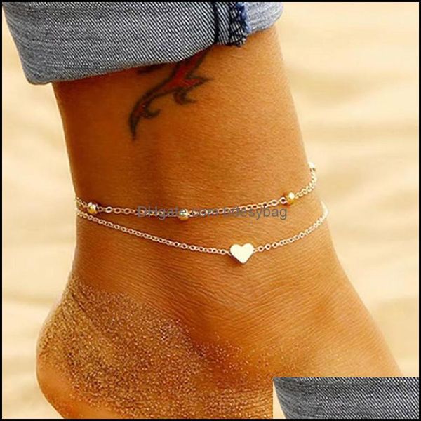 

anklets jewelry fashion oval bead chain big love anklet womens beach vacation footwear drop delivery 2021 kaiwj, Red;blue