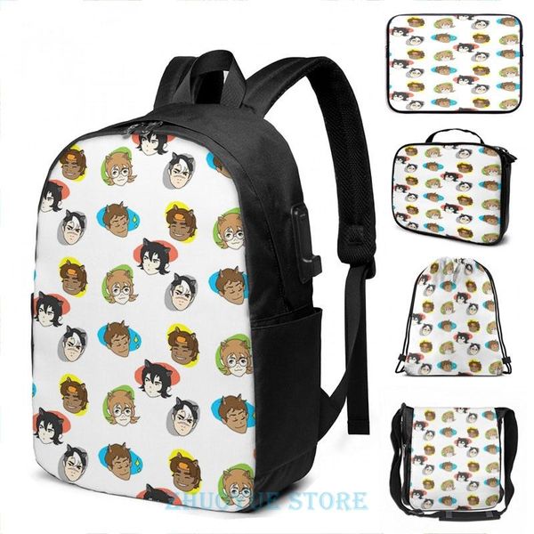 

backpack funny graphic print voltron cats usb charge men school bags women bag travel laptop