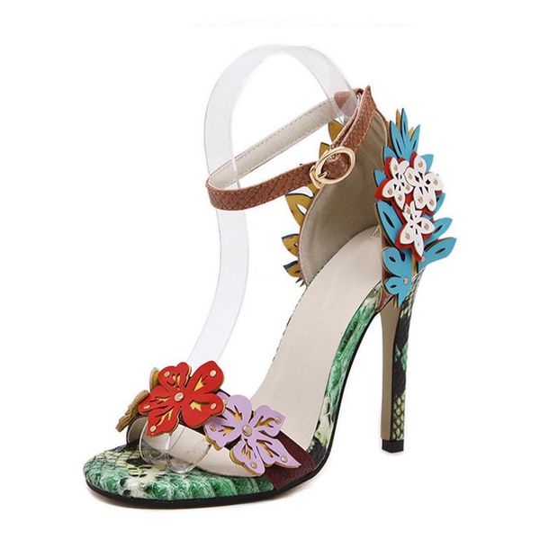 

dress shoes women sandals summer flower high heel fashion party woman floral sandalia feminina xkd4148, Black