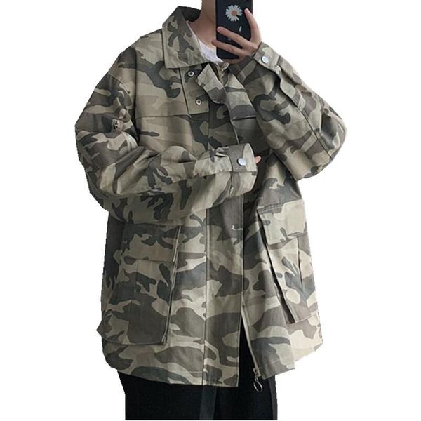 

spring autumn harajuku loose multi-pocket work jacket men's hip hop camouflage man casual coat w1951 jackets, Black;brown