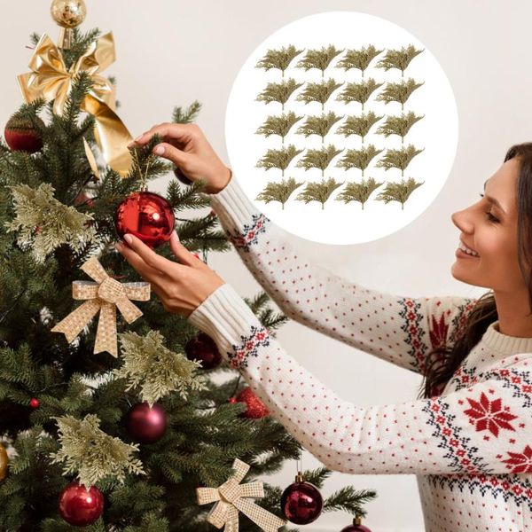 

20pcs artificial glitter christmas flower creative tree flowers decor decorative & wreaths