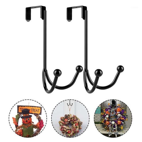 

hooks & rails 2pcs halloween wreath hook, can also be used to hang coats and towels-black removable storage rack organizer for holiday