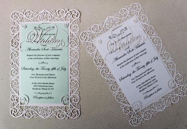 

greeting cards wedding invitations, lace invitation, laser cut invite - set of 50