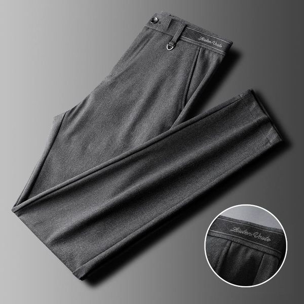 

men's pants jabdautumn business comfortable stretch ironing fabric slim straight leg casual, Black