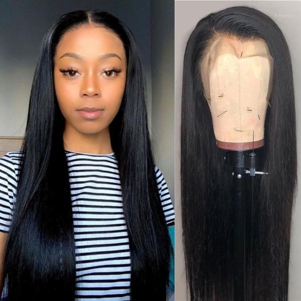 

full lace wig brazilian straight human hair 13x4 front wigs pre plucked natural hairline remy for black women1, Black;brown