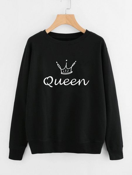 

letter and crown print sweatshirt g3tz#, White;black