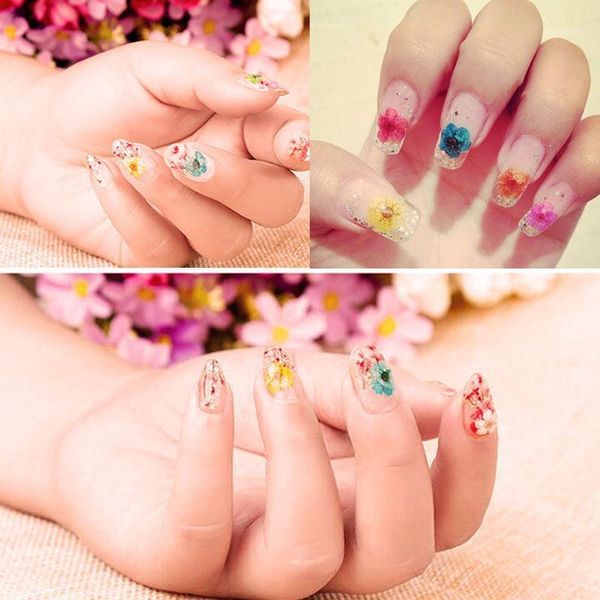 

colors diy nail art mixed dried flowers with bottle 3d dry flower decoration nails stickers manicure tips nn decorations1, Silver;gold