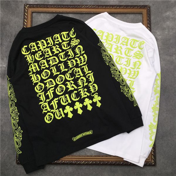 

spring and autumn hip hop trend foam printing gothic letter long sleeve t-shirt loose cotton couple t, Black