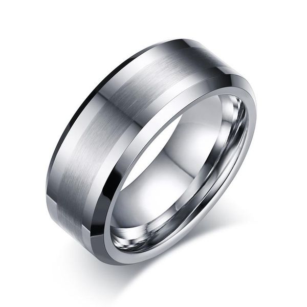 

wedding rings eamior simple 8 mm tungsten carbide ring for men silver polished manual made band engagement lovers valentine gift, Slivery;golden