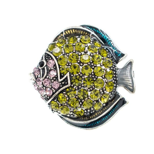 Pins, Broşlar Moda Vintage Stil Rhinestone Kristaller Tropikal Balık Broş Pins Broach Kadınlar Elbise Çantası Aksesuarları BQ0475