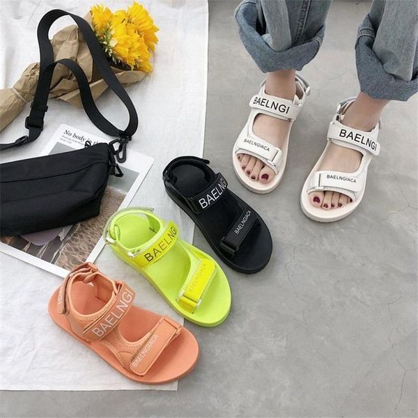 

sandals women's ins tide 2021 shoes summer students all-match flat-soled beach roman, Black