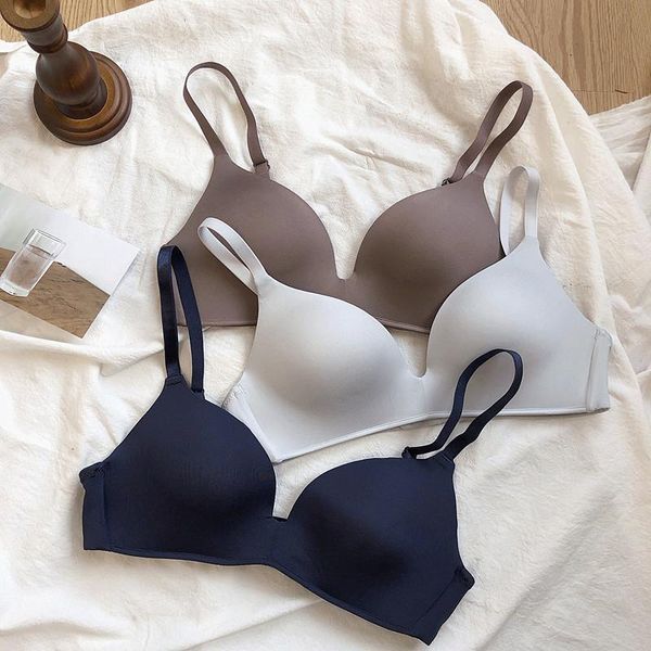 

bras ice silk bra for women comfort wireless gather underwear push up simple lingerie seamless brassiere bralettle, Red;black