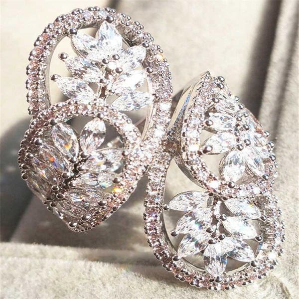 

wedding rings shiny white leaf jewelry women gift ring size 6-10 luxury engagement bridal jewelly, Slivery;golden
