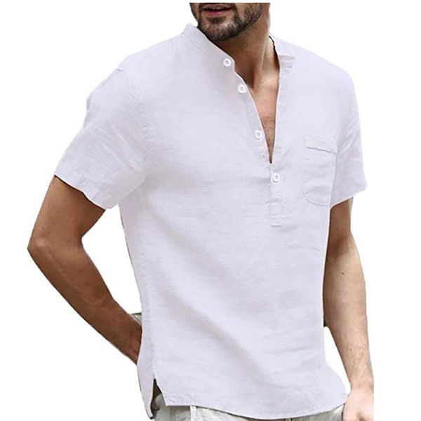 

men's t-shirts 2021 linen v neck bandage t shirts male solid color long sleeves casual cotton tshirt m-3xl, White;black