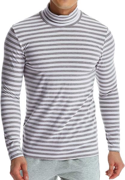 

men's t-shirts casual stand collar long sleeve tees mens render fashion striped panelled natural color ts 72bg, White;black