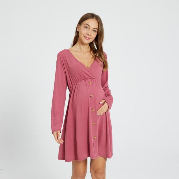 

patpat 2021 arrivalmaternity v-neck plain normal a long-sleeve nursing dress maternity dresses, White