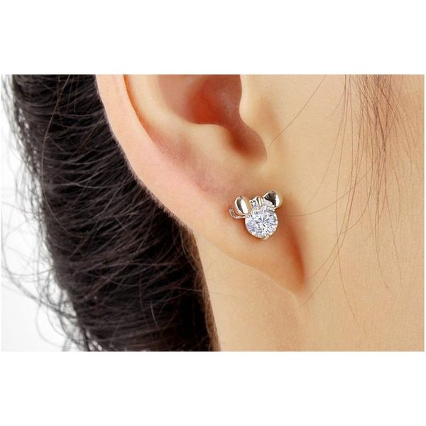 

stud silver earrings 925 pure female korean bow-knot jewelry wholesale anti-allergy with box, Golden;silver