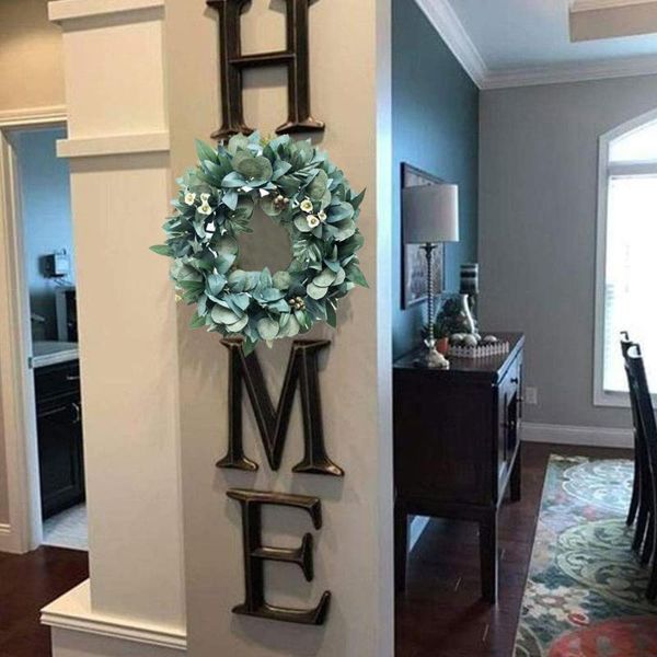 

decorative flowers & wreaths artificial green leaves wreath 13.8/16.9/20.8 inch front door shell grass boxwood for wall window party decor