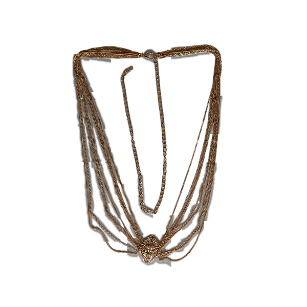 

other lion pendant chain blet multi row, Slivery;golden