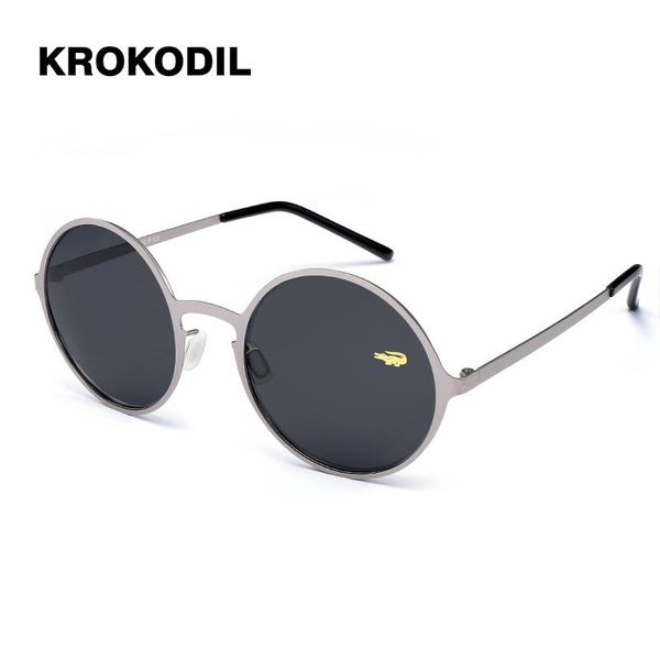 

sunglasses krokodil brand designer fashion sun glasses polarized coating mirror round male eyewear for men/women2836, White;black