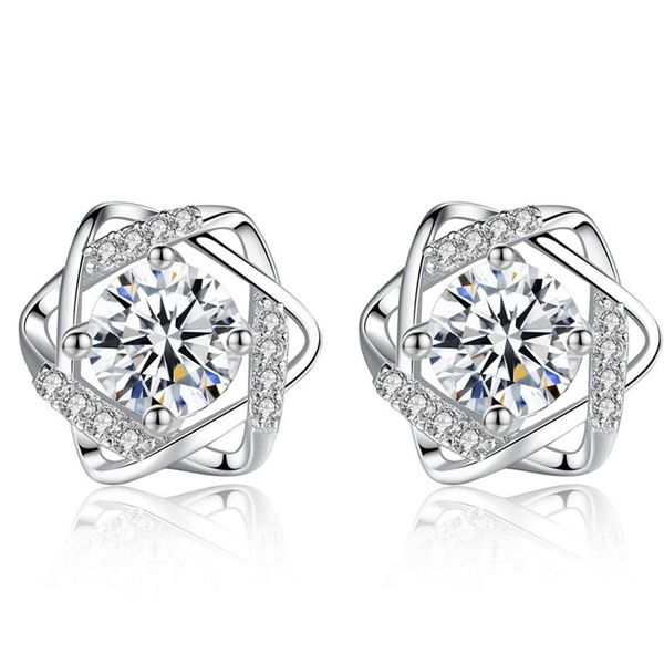 

other genuine gold earrings stud 0.5ct/piece brand basket moissanite women wedding 4 prongs, Golden;silver