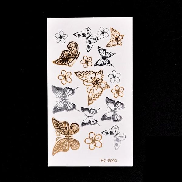 

temporary tattoos waterproof 11*6cm gold butterfly 3d tattoo body art flash stickers
