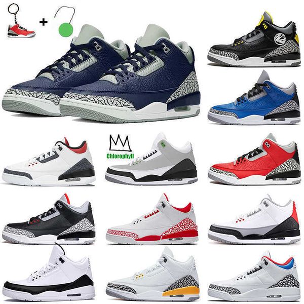 

2021 wholesale men basketball shoes georgetown jumpman 3 3s unc fragment black white cement laser orange flight knicks fire red mens