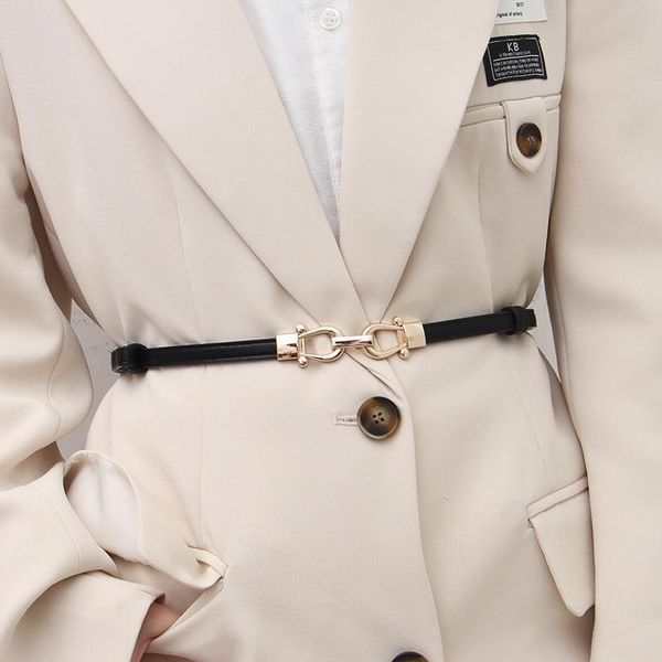 

metal belt women's decorative elastic with dress sweater suit waist simple versatile fashion belts, Black;brown