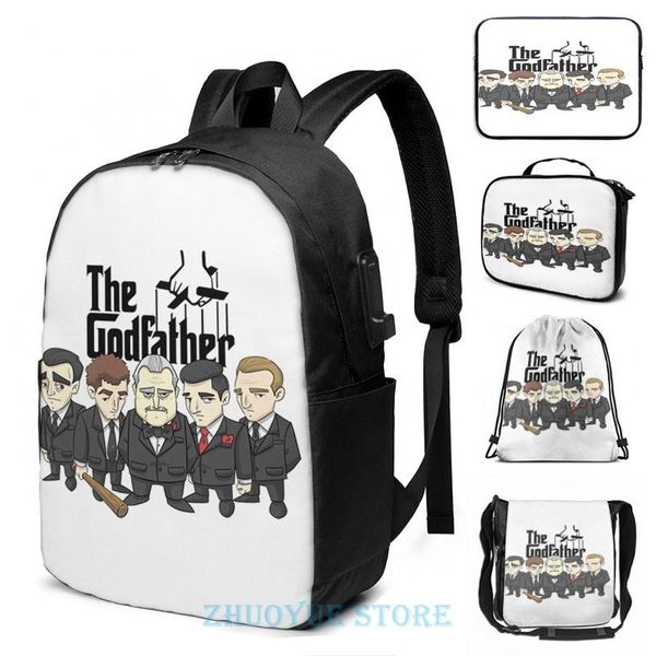 

backpack funny graphic print the godfather(7) usb charge men school bags women bag travel laptop